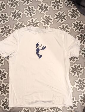 Greyson White Short-Sleeve Tee with Navy Lobster Motif